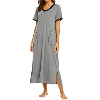 Moterų Nightshirt Trumpas Rankovės Pižamą Ultra-Soft Visas Ilgis Sleepwear Suknelė, Paplūdimio Suknelė Mujer vestidos Sundress Skraiste платье