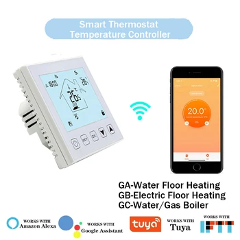 Tuya WiFi Smart Termostatas Temperatūros Reguliatorius Vandens/Elektros Grindų Šildymo Vandens/Dujų Katilas Dirba su Alexa 