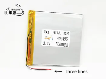 Li-Po 3 linijos), 3,7 V,5000mAH 409495 (polimeras ličio jonų baterija) Li-ion baterija tablet pc 7 colių 8 colių 9inch