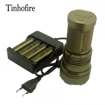 Tinhofire ArmyGreen/Juoda 20000 liumenų 12 x CREE XML T6 Portable Led Žibintuvėlis Medžioklės Lempos Fakelas G12+baterija+4slot įkroviklis