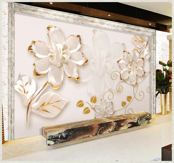 Didelis Custom Įspaustu gėlių Papel Freskomis 3d sienų freskomis tapetai kambarį, TV foną, 3d foto freskos Sienos popieriaus