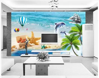 Custom 3d tapetai sienos 3 d sienų freskomis tapetai Kokoso Sala Viduržemio jūros regiono TV Sofa Fono Sienos freskos kambarį