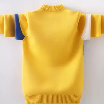 Pavasarį vaikai grynos medvilnės megztiniai 3-17T paauglių žiemos aksomo megztiniai O-kaklo puloveriai, megzti kūdikių berniukų drabužius, žemiausią marškinėliai