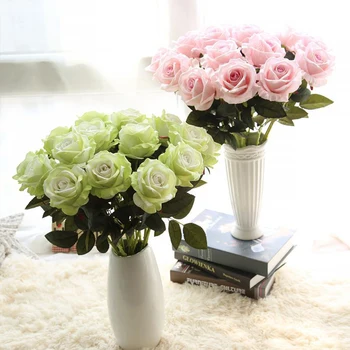 3pc Dirbtinės Gėlės Rožės Gėlių Puokštė Modeliavimas Flanelė Netikras Gėles Namų Dekoro Vestuves Apdailos Valentino Dieną