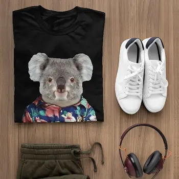 Koala Marškinėliai Mielas Koala Havajų Marškinėliai T-Shirt Spausdinti Vyrų Marškinėliai, Nuostabus Negabaritinių Marškinėlius Streetwear