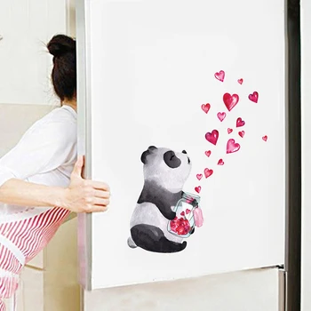 Rankomis Dažyti Panda Meilė Širdies Siena Lipdukas Kambarį Miegamojo, Virtuvės Dekoro, Sienų Lipdukai