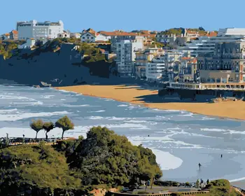 MaHuaf-j296 Prancūzijos Aquitaine Biarritz coast beach tapybos numeriai dažų drobė namų dekoro