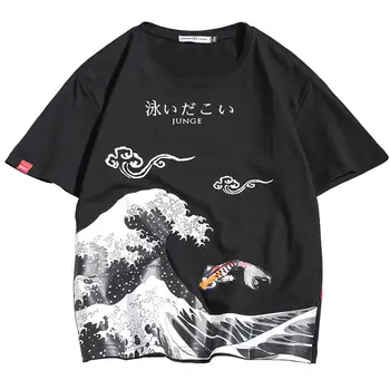 Kinų stiliaus mados trumpomis rankovėmis T-shirt vasaros prarasti pusę rankovės plus riebalų atsitiktinis negabaritinių spausdinimo T-shirt vyrams