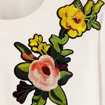Moterų naujų korėjos versija, pavasarį, Rudenį ir žiemą siuvinėjimo apvalios kaklo prarasti Tt, T-marškinėliai ilgomis rankovėmis moterų megztinis