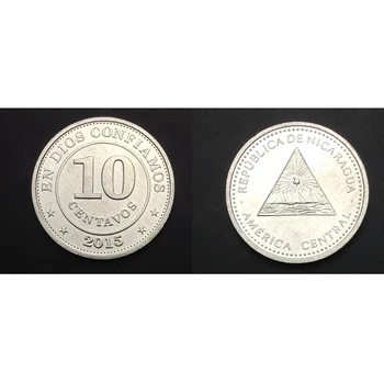 Nikaragva 10 centų Realių Originalus Surinkimo Monetos Unc Originali Moneta