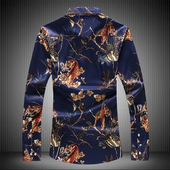 Dydis 7XL Marškinėliai Plius 2020 Naujas Mados Tigras Dizaineris Vyrams, Atsitiktinis Marškinėliai Puikios Kokybės ilgomis Rankovėmis Vyrų Drabužiai Navy-blue#7502