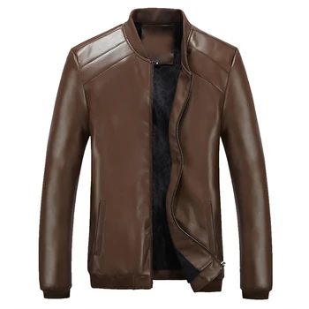 Karšto pardavimo nauja vyriška odinė striukė perėjas, turi Plonas Motociklo PU oda, Kailis aukštos kokybės 4 spalvos, 6 dydis