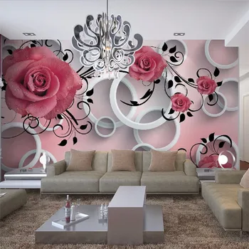 3D rose modelį, gyvenamasis kambarys sofos asmeninį užsakymą tapetai freskomis, TV foną sienos 3 d papel de parede