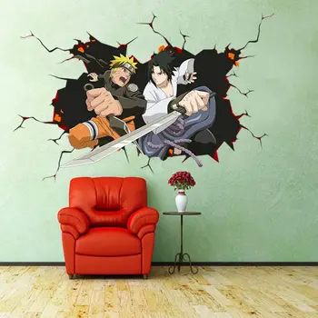 Trys Ratels CHY1 Naruto Uzumaki kietas mielas, juokingas Anime ir animacinių filmų 3D Lipdukai automobilio priekinio stiklo
