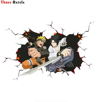 Trys Ratels CHY1 Naruto Uzumaki kietas mielas, juokingas Anime ir animacinių filmų 3D Lipdukai automobilio priekinio stiklo