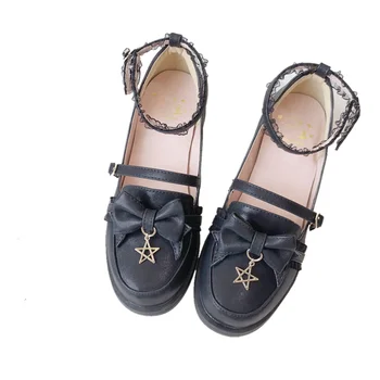 Lolita batai mažo kulno studentų odiniai batai moteriška jk vienodi batai mažai star seklių burną kawaii batai cosplay loli batai