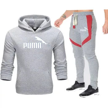 Pavasarį nauji vyriški laisvalaikio sportinės aprangos dviejų dalių hoodie + kelnės bėgiojimas fitneso sporto apsidraudimo sekti pavyzdžiu megztinis kostiumas M-3XL