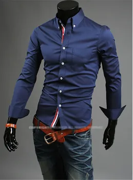 Pigus pristatymas karšto naujas mados verslo atsitiktinis slim fit ilgio rankovėmis marškinėliai vyriški suknelė marškiniai laisvalaikio prekės 5 spalvų 35