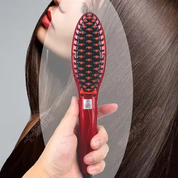 Skaitmeninis Elektriniai Plaukų ištiesinimo priemonės Šepetys Šukos plaukų iššukavimo Tiesinimo Lygintuvai Plaukų Šepetys ES Kištukas:raudona