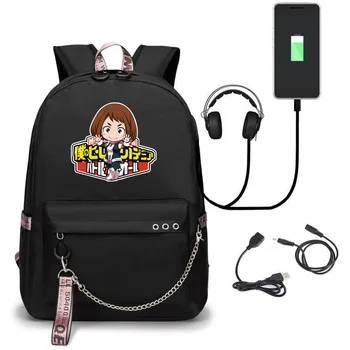 Mano Herojus akademinės bendruomenės Anime Moterų Mielas Kelionių Kuprinė USB Įkrovimo Nešiojamojo kompiuterio Kuprinė Anime Bookbag Nailono Mokyklos Maišeliai Paauglių Mergaičių