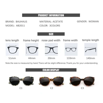 Bauhaus Dizaineris stilius, Mada Moterims, akiniai nuo saulės, Rėmeliai Vyrų Vintage akiniai nuo saulės AB2011
