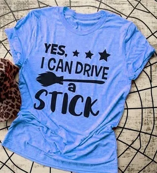 Galiu Vairuoti Stick Laišką, Print T Shirt Moterims Trumpomis Rankovėmis O Kaklo Laisvus Marškinėlius Vasarą Moterys, Marškinėliai, Topai Camisetas Mujer
