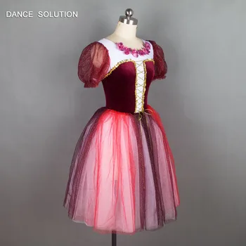 Romantiškas Ilgas Baleto Mdc Raudona Sluoksniuotos Rankovėmis Suknelė-Ballerina Dancewear Su Blizga Mini Blizgančiais Vaikų Suaugusiųjų Etape Kostiumai 18445