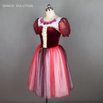 Romantiškas Ilgas Baleto Mdc Raudona Sluoksniuotos Rankovėmis Suknelė-Ballerina Dancewear Su Blizga Mini Blizgančiais Vaikų Suaugusiųjų Etape Kostiumai 18445