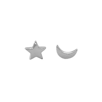 925 Sterlingas Sidabro Auskarai Mini Moon Star Asimetrinė Auskarai Sidabro Ausų Smeigės Mados Paprastos Mergaitės Dovana, Moterų Papuošalai