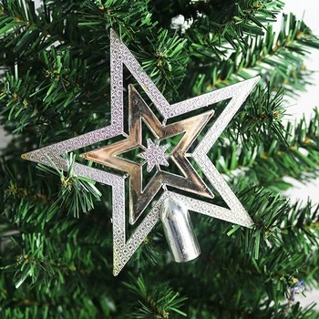 Linksmų Kalėdų Medžio Apdaila Golden Star 3D Five Point Star Xmas Tree Top Star Namų Darbalaukio Topper Kalėdų Ornamentu