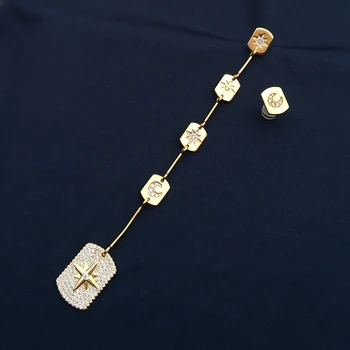 Cheny s925 sterlingas sidabro spalio naujas aukso geltonos šešiakampė žvaigždė, mėnulis aikštėje auskarai moterų pokylių bulgarijos stilius