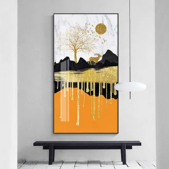 Abstrakti Golden Orange Drobės Tapybos Dekoro Modernios Sienos Meno Nuotrauką Gyvenimo Kambario, Miegamasis Šviesus, Plakatai ir Spausdina