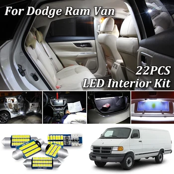 22Pcs Balta Canbus Dodge Ram 1500 2500 3500 Van led interjero Žemėlapis Dome bagažo skyriaus Durų Licencijos Plokštės lempos šviesos Rinkinys (1994-2003)