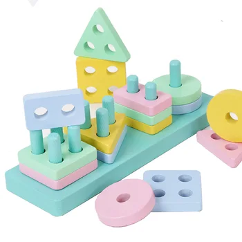 Montessori Medinis Žaislas Blokai Ankstyvasis ugdymas Švietimo Žaislai, Spalvos, Formos Rungtynės Vaikams, Dėlionės, Žaislų, Vaikų, Berniukų, Mergaičių
