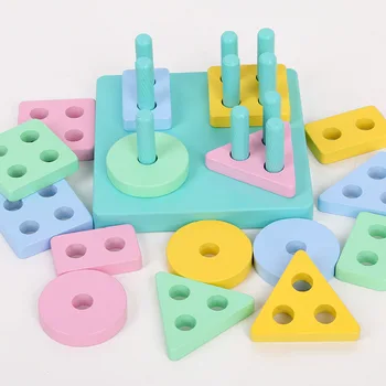Montessori Medinis Žaislas Blokai Ankstyvasis ugdymas Švietimo Žaislai, Spalvos, Formos Rungtynės Vaikams, Dėlionės, Žaislų, Vaikų, Berniukų, Mergaičių