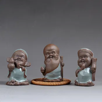 3PCS/DAUG BENEWOTER Zen Arbatos Ceremonija Boutique Fu Shou Lu Dievų Arbatos Pet Keramikos, Porceliano Ledo Crackle Ornamentu Namų Dekoro Amatų