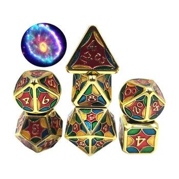 7 Vnt/Set Metalų Lydinio, Polyhedral Kauliukus D20 D10 D12 D6 D8 D4 už DND RPG MTG Stalo Žaidimas Rekvizitai Kauliukai