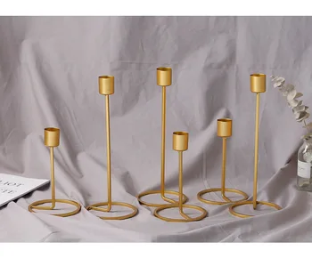 1PC Paprasta Modernaus Stiliaus Aukso Metaliniai Žvakių Laikikliai Vestuves Apdailos Juostoje Namuose Pažintys Dekoro Žvakidė JL 212