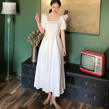 2020 Suknelė Moterims Vasaros Prabangus Elegancija Aikštėje Apykakle Suknelė Ponios Naujų Korėjos In White 