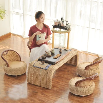 Medienos paprastas, modernus ir kėdės kartu arbatos Kung Fu arbatos stalo rotango kūrybos mažų baldai