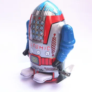 [Juokingi] Classic kolekcija Retro Clockwork Vėjo iki Metalo Pėsčiomis Alavo robotas Mechaninė žaislas vaikams kalėdų dovana