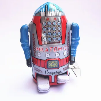 [Juokingi] Classic kolekcija Retro Clockwork Vėjo iki Metalo Pėsčiomis Alavo robotas Mechaninė žaislas vaikams kalėdų dovana