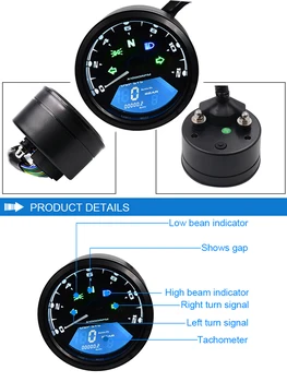 Motociklo Spidometro skydelis Naktinio matymo dial Ridos LED multi-funkcija skaitmeninis indikatorius, Tachometras, Kuro matuoklis