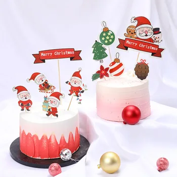 Kalėdų Vakarėlį Pyragas Apdaila Kortelės Kalėdų Raudona Žmogus Kalėdų Medžio Sniego Gimtadienio Tortas Topper Apdailos Rinkinys