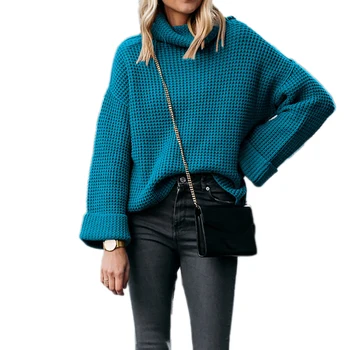 Dropshipping Moteris Rudens-Žiemos vientisos Spalvos Megztiniai Megztinis ilgomis Rankovėmis džemperius 2020 naujas