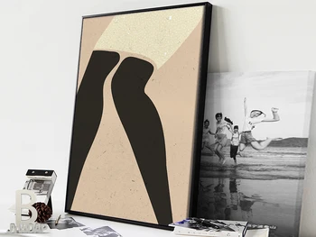 Abstraktus moterų kojas, Nespalvoto Moterų Siluetas, Abstraktus Moters Kūno, Minimalistinės Šiuolaikinio Plakatas, Smėlio Juoda Sienos Menas