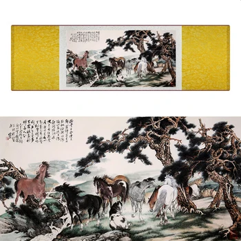 Tradicinės Kinų meno tapybos Arklių meno tapybos Šilko pažymėkite meno tapybos Žirgų nuotraukos 040701