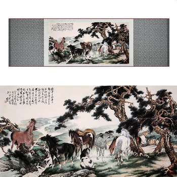 Tradicinės Kinų meno tapybos Arklių meno tapybos Šilko pažymėkite meno tapybos Žirgų nuotraukos 040701