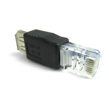 10vnt RJ45 Male į USB 2.0 AF Moterų Adapteris Jungtis, Nešiojamas kompiuteris LAN Tinklo Kabelis Ethernet Converter Transverter Plug