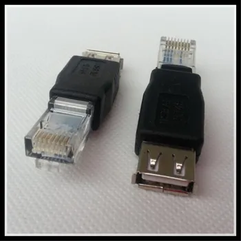 10vnt RJ45 Male į USB 2.0 AF Moterų Adapteris Jungtis, Nešiojamas kompiuteris LAN Tinklo Kabelis Ethernet Converter Transverter Plug